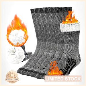 Merino Wool Hiking Socks Thermal Warm Crew Boot Socks 3 Pairs Men Women